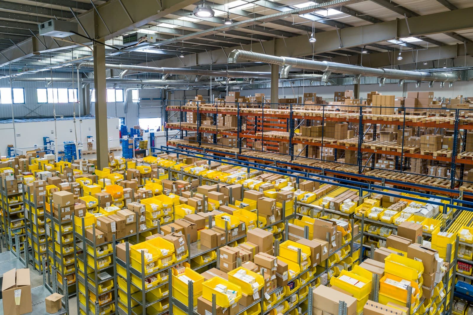 Illustrative warehouse showing materials storage and supply coordination